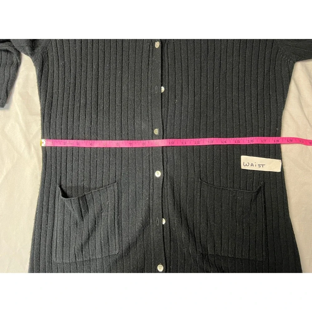 Carolyn Taylor Lg Essentials Black Ribbed Longline Duster Cardigan Sweater Gorp